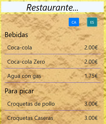 carta restaurante AjaxX XML